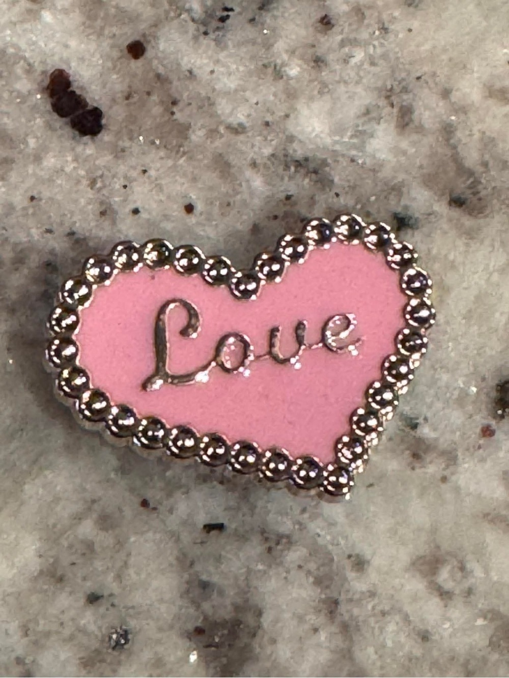 CROCS Pink Heart 'Love' Jibbitz Charm with Gold Trim